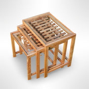 Space-Saving Wooden Nesting Tables – Set of 3 Rustic Stacking Tables