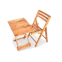 Foldable Wooden Rectangle Table & Chair Set – Space-Saving & Stylish
