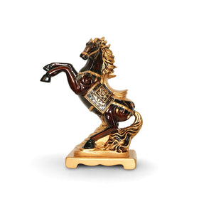 🏇 Majestic Rearing Horse Figurine – Gold & Black Décor