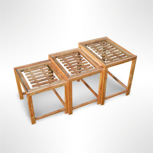 Space-Saving Wooden Nesting Tables – Set of 3 Rustic Stacking Tables