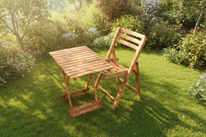 Foldable Wooden Rectangle Table & Chair Set – Space-Saving & Stylish
