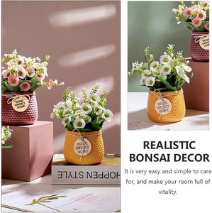 Artificial Daisy Flower Arrangement in Ceramic Pot – "Home Sweet Home" Décor