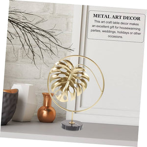 Gold Metal Leaf Sculpture with Marble Base – Modern Art Decor