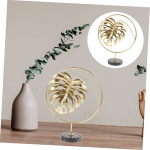 Gold Metal Leaf Sculpture with Marble Base – Modern Art Decor